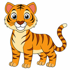 Tiger Vector Illustration, Lion Vector Art, Tiger Silhouette, Tiger cartoon  Character