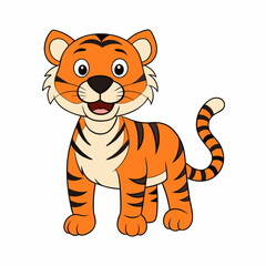 Tiger Vector Illustration, Lion Vector Art, Tiger Silhouette, Tiger cartoon  Character