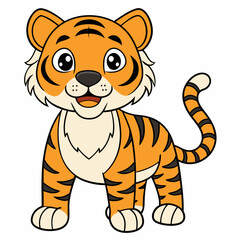 Tiger Vector Illustration, Lion Vector Art, Tiger Silhouette, Tiger cartoon  Character