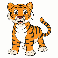 Tiger Vector Illustration, Lion Vector Art, Tiger Silhouette, Tiger cartoon  Character