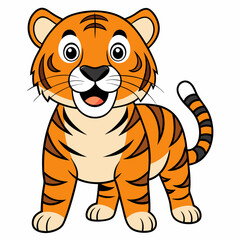 Tiger Vector Illustration, Lion Vector Art, Tiger Silhouette, Tiger cartoon  Character