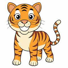 Tiger Vector Illustration, Lion Vector Art, Tiger Silhouette, Tiger cartoon  Character