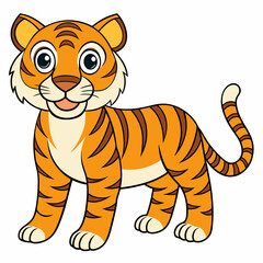 Tiger Vector Illustration, Lion Vector Art, Tiger Silhouette, Tiger cartoon  Character