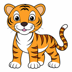 Tiger Vector Illustration, Lion Vector Art, Tiger Silhouette, Tiger cartoon  Character