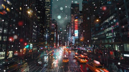 Obraz premium Modern Fast City Life at Night