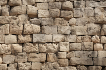 Processed collage of old ancient sand block wall texture in daylight. Background for banner