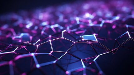 Obraz premium Abstract blue purple digital data background 3d render polygon. Abstract techno purple geometric technology background. 3D Rendering purple.