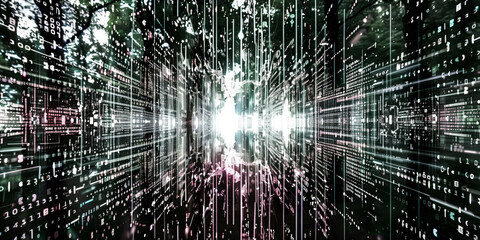 A digital background perfect for technological processes, neural networks, artificial intelligence, data transfer - AI Generated