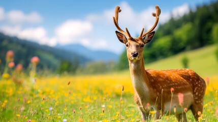 A Majestic Deer in a Meadow