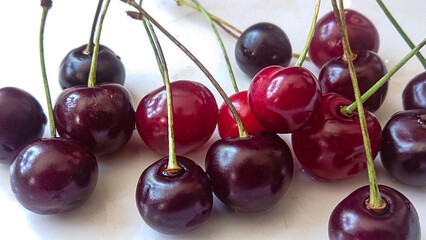 cherries on white background