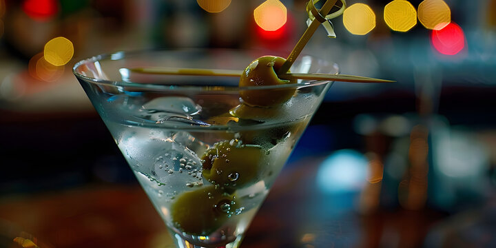 Copos de martini com azeitona verde