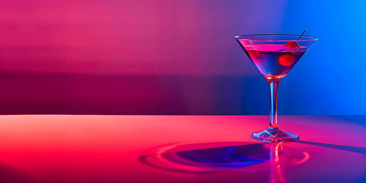 Ta&ccedil;a de Martini Brilhante com Reflexos de Luz Neon