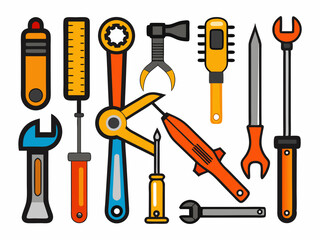 Hand tools, set of tools vector, set of tools for construction, tools icons set, set of garden tools, Comprehensive Set of Hand Tools Icons for Construction, Gardening, and DIY Projects - Vector 