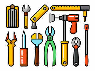 Hand tools, set of tools vector, set of tools for construction, tools icons set, set of garden tools, Comprehensive Set of Hand Tools Icons for Construction, Gardening, and DIY Projects - Vector 