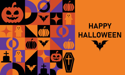 Obraz premium Halloween Festive Fun Template Design for Background, Banner, Card, Poster with Text. Vector EPS10 Illustration