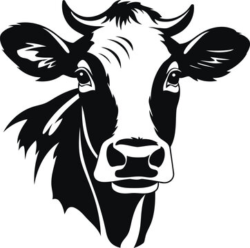 recommend clip art: Hand drawn engraving and silhouette style cow head vector illustrations for print, wall art, clipart