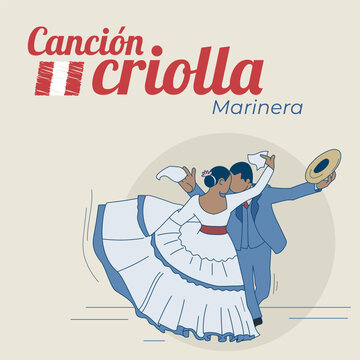 Couple dancing the marinera, Creole song from Peru