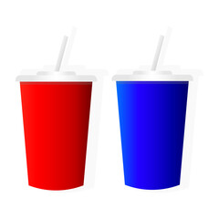 paper cup for drinks. Disposable dishes are used for drinks. Vector illustration