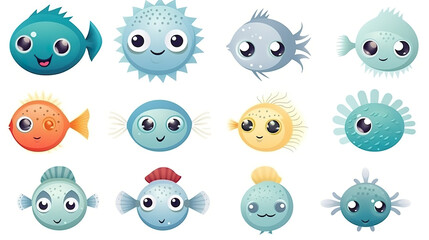 Fototapeta premium Puffer fish alone on a stark white background