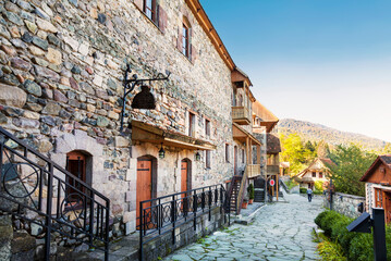 Street Sharambeyan in the town of Dilijan with old houses. Armenia