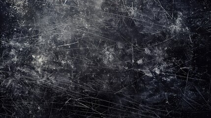 Dark gray scratched metal surface with white lines and spots