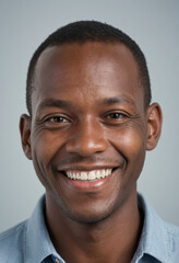 Obraz premium Portrait view of a regular happy smiling Botswana man, ultra realistic, candid, social media, avatar image, plain solid background