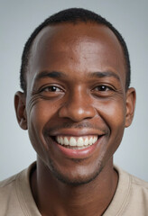 Obraz premium Portrait view of a regular happy smiling Botswana man, ultra realistic, candid, social media, avatar image, plain solid background