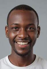 Obraz premium Portrait view of a regular happy smiling Burundi man, ultra realistic, candid, social media, avatar image, plain solid background