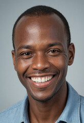 Obraz premium Portrait view of a regular happy smiling Botswana man, ultra realistic, candid, social media, avatar image, plain solid background