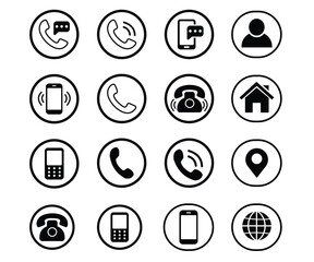 Illustration set of phone icon Contact us.Telephone, communication. icon in flat style. Vector illustration. Phone icon set.