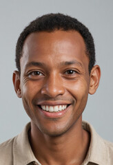 Obraz premium Portrait view of a regular happy smiling Madagascar man, ultra realistic, candid, social media, avatar image, plain solid background