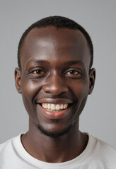 Obraz premium Portrait view of a regular happy smiling Senegal man, ultra realistic, candid, social media, avatar image, plain solid background