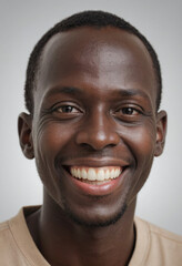 Obraz premium Portrait view of a regular happy smiling Senegal man, ultra realistic, candid, social media, avatar image, plain solid background