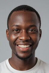 Obraz premium Portrait view of a regular happy smiling Sierra Leone man, ultra realistic, candid, social media, avatar image, plain solid background