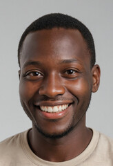Obraz premium Portrait view of a regular happy smiling Sierra Leone man, ultra realistic, candid, social media, avatar image, plain solid background