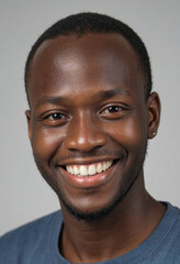 Obraz premium Portrait view of a regular happy smiling Sierra Leone man, ultra realistic, candid, social media, avatar image, plain solid background