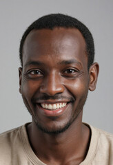 Obraz premium Portrait view of a regular happy smiling Sudan man, ultra realistic, candid, social media, avatar image, plain solid background