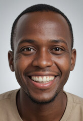 Obraz premium Portrait view of a regular happy smiling Tanzania man, ultra realistic, candid, social media, avatar image, plain solid background