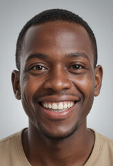 Obraz premium Portrait view of a regular happy smiling Togo man, ultra realistic, candid, social media, avatar image, plain solid background