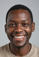 Obraz premium Portrait view of a regular happy smiling Zimbabwe man, ultra realistic, candid, social media, avatar image, plain solid background