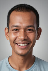 Obraz premium Portrait view of a regular happy smiling Cambodia man, ultra realistic, candid, social media, avatar image, plain solid background