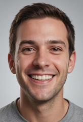 Obraz premium Portrait view of a regular happy smiling Georgia man, ultra realistic, candid, social media, avatar image, plain solid background