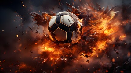 Fototapeta premium close-up photo of a professional soccer player playing football on a green grass pitch at a big stadium. dribbling the ball against opponents. soccer match on a field. Generative AI