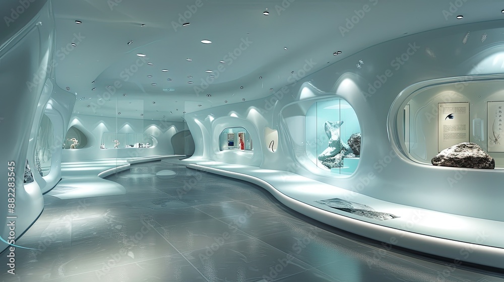 Poster Futuristic showroom design with interactive elements