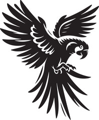 Obraz premium Graceful Parrot Silhouette: A Vibrant Winged Beauty in Bold Contours and Elegant Form Against a Dazzling Sunset Sky