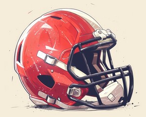 Fototapeta premium Football Helmet Illustration. Essential Equipment for American Football Team