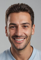 Obraz premium Portrait view of a regular happy smiling San Marino man, ultra realistic, candid, social media, avatar image, plain solid background