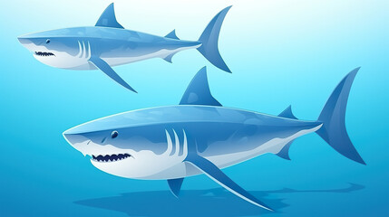 Fototapeta premium Shark isolated in deep blue sea against a background