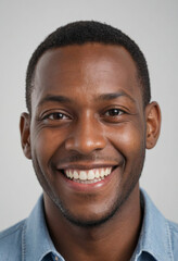 Fototapeta premium Portrait view of a regular happy smiling Barbados man, ultra realistic, candid, social media, avatar image, plain solid background