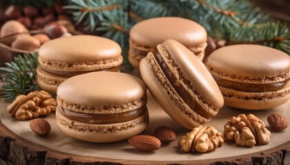 caramel-flavored macaron and many different nuts
